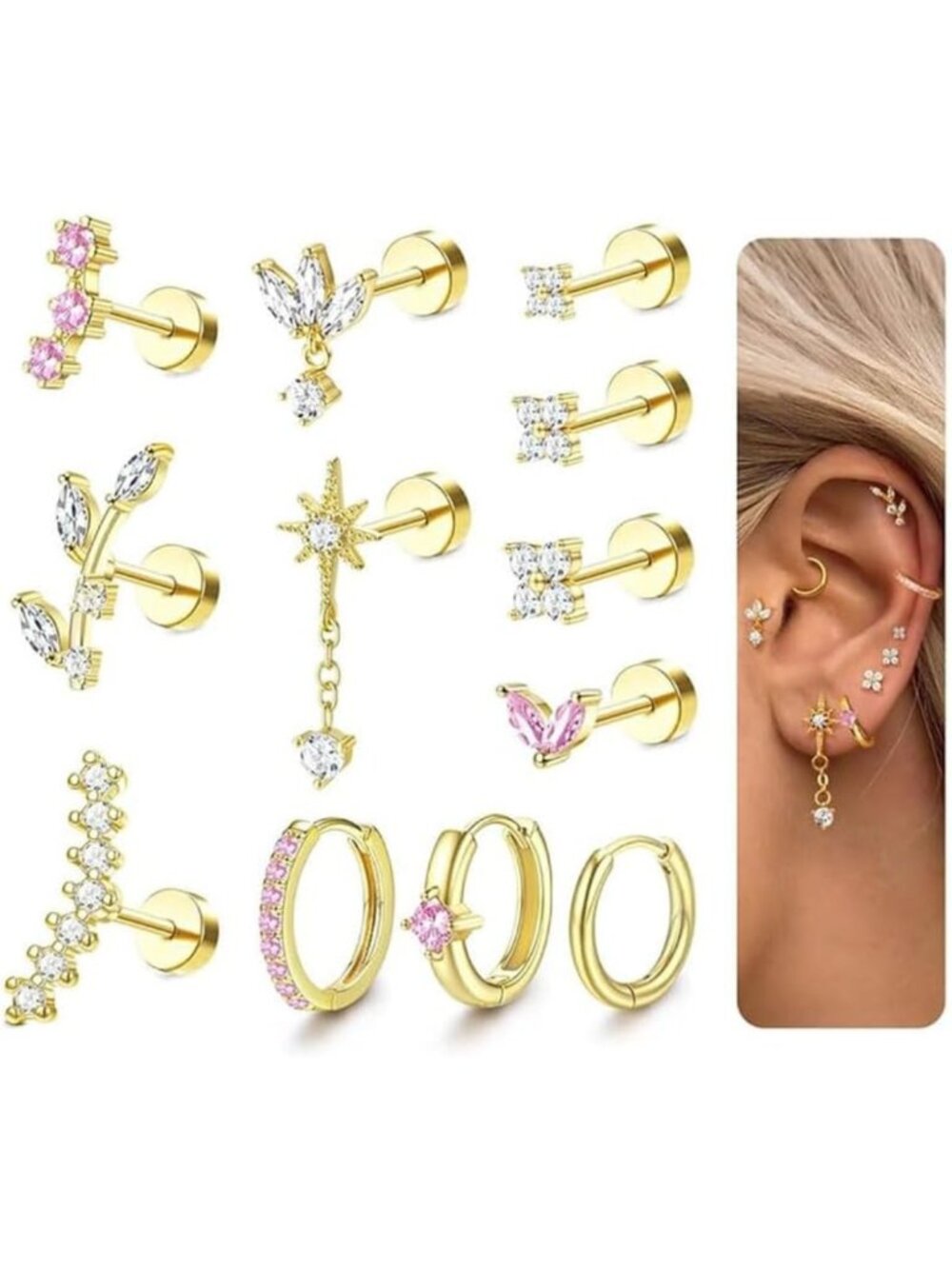 Stylish Flat Back Cartilage Earrings for Women - 16G Tragus & Helix Jewelry